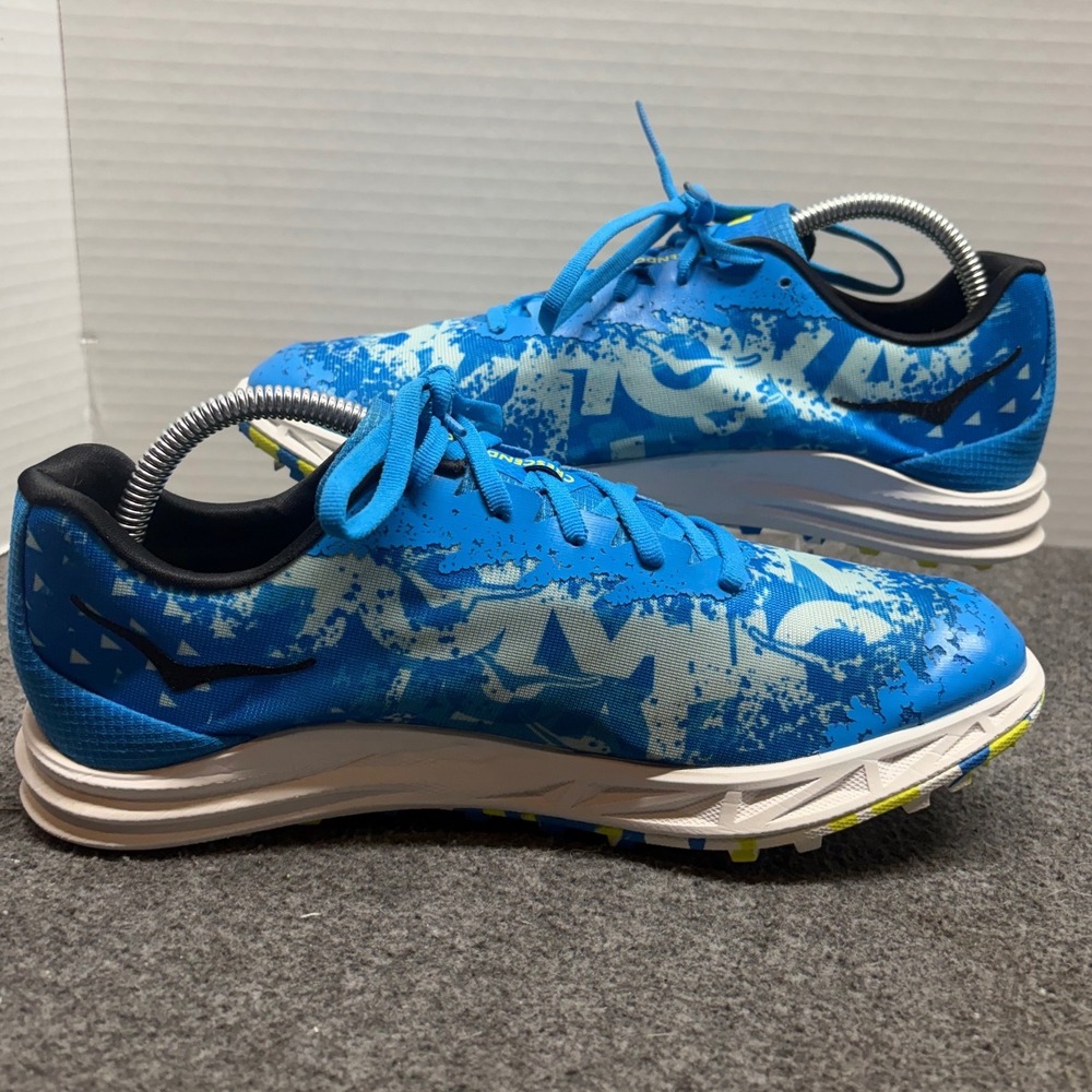 Hoka Crescendo XC Blue Yellow Cross Country Racing Spikes Mens 9 Womens 10.5 - Picture 2 of 8